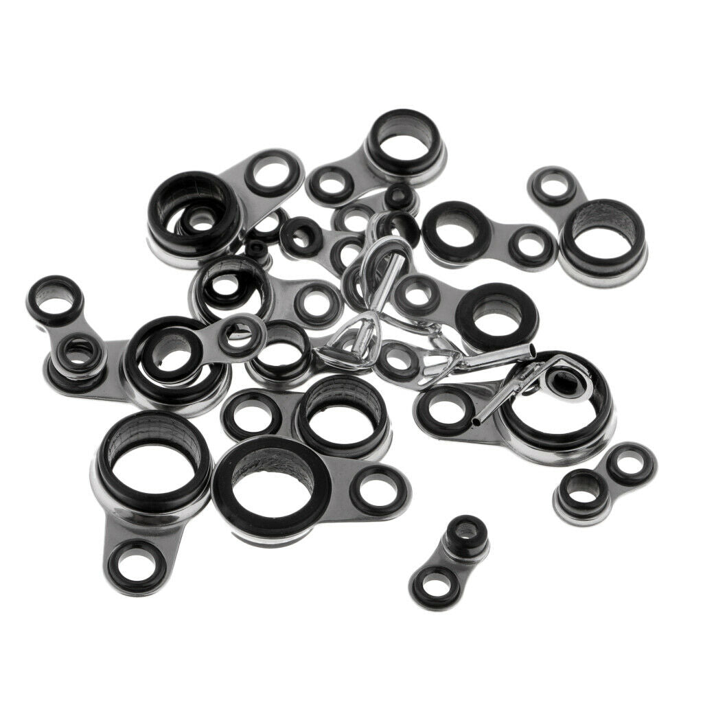 25pcs Fishing Rod Guides Replacement Ring Stainless Steel Frame Ceramic Ring
