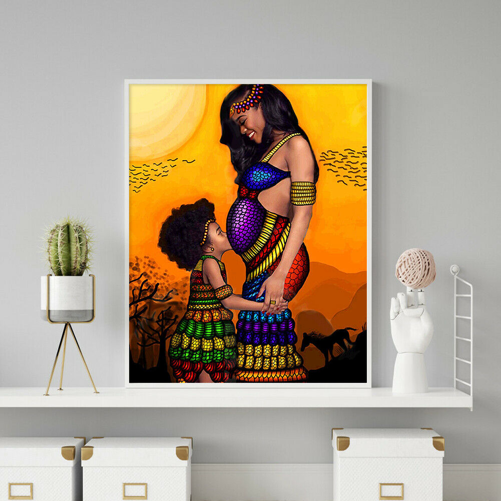 Mother and Daughter 5D DIY Full Round Drill Diamond Painting Cross Stitch @