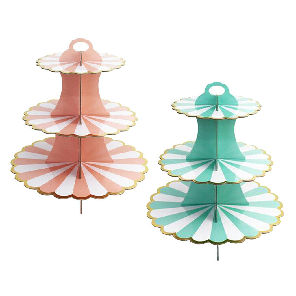 2x 3 Tier Folding Cupcake Stand Cake Dessert Food Display Tower Plate Treats
