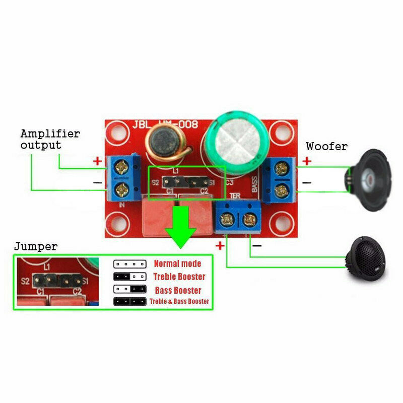 Ajustable Treble/Bass Frequency Divider 2Way HiFi Speaker Audio Crossover Filter