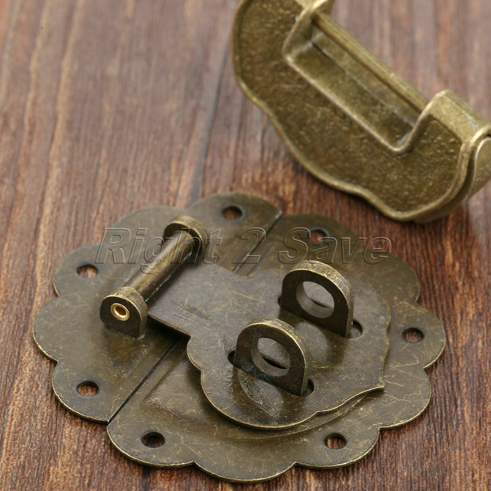 Retro Furniture Jewelry Box Chest Trunk Padlock Lock Key Toggle Latch Clasp Set