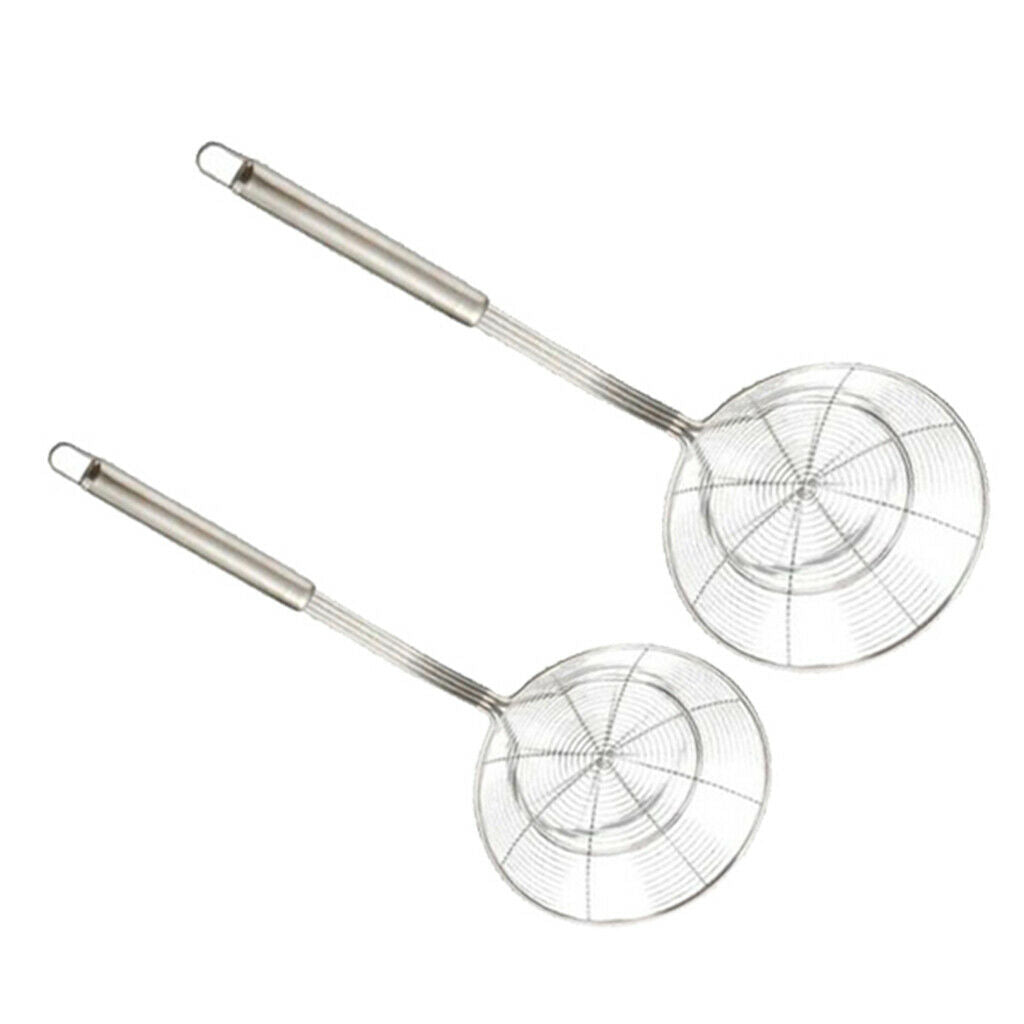 2x Stainless Steel Skimmer Colander French Fries for Fish Pasta 18cm/20cm