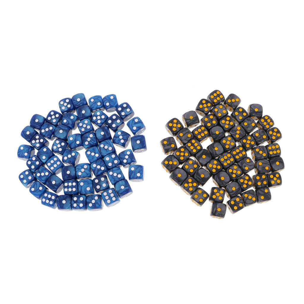 100Pieces D6 Round Corner Dotted Dice 16mm for  MTG TRPG