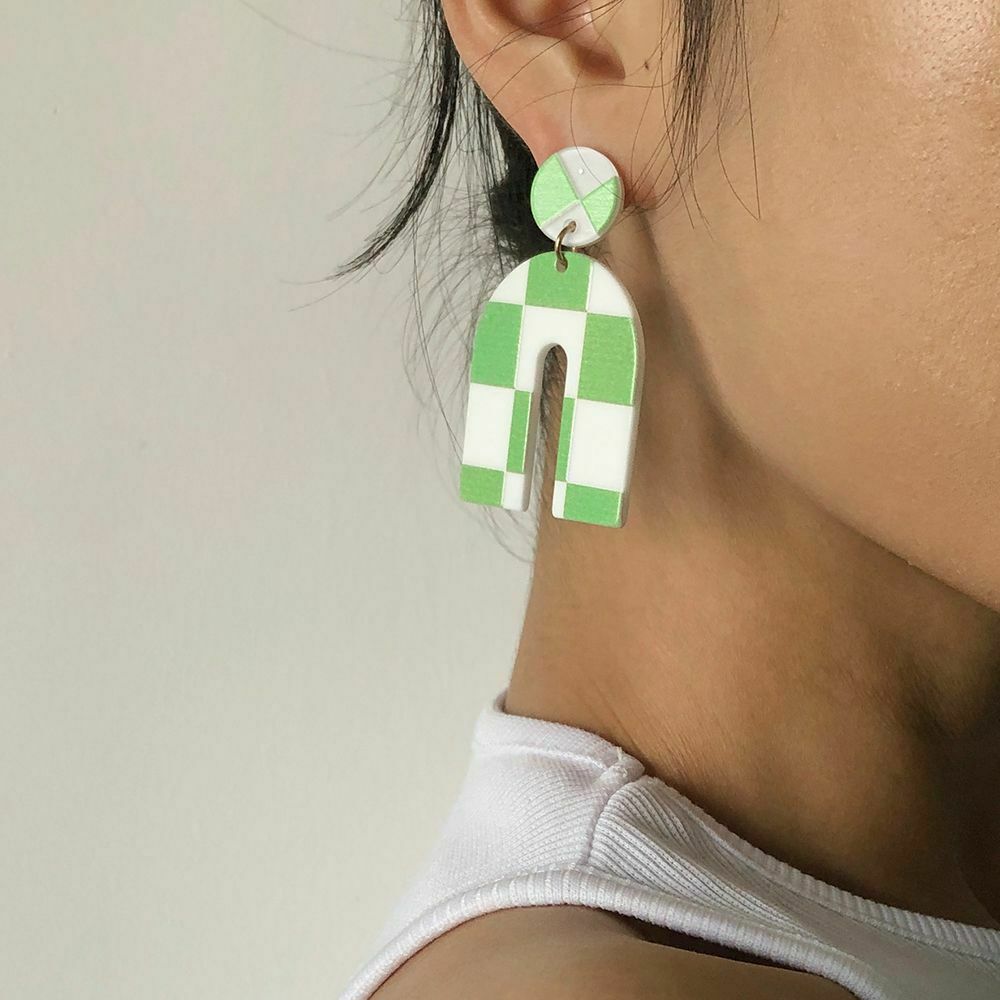 Jewelry Trendy Alloy Dangle Earrings Eardrop U-shaped Women Lattice Earrings