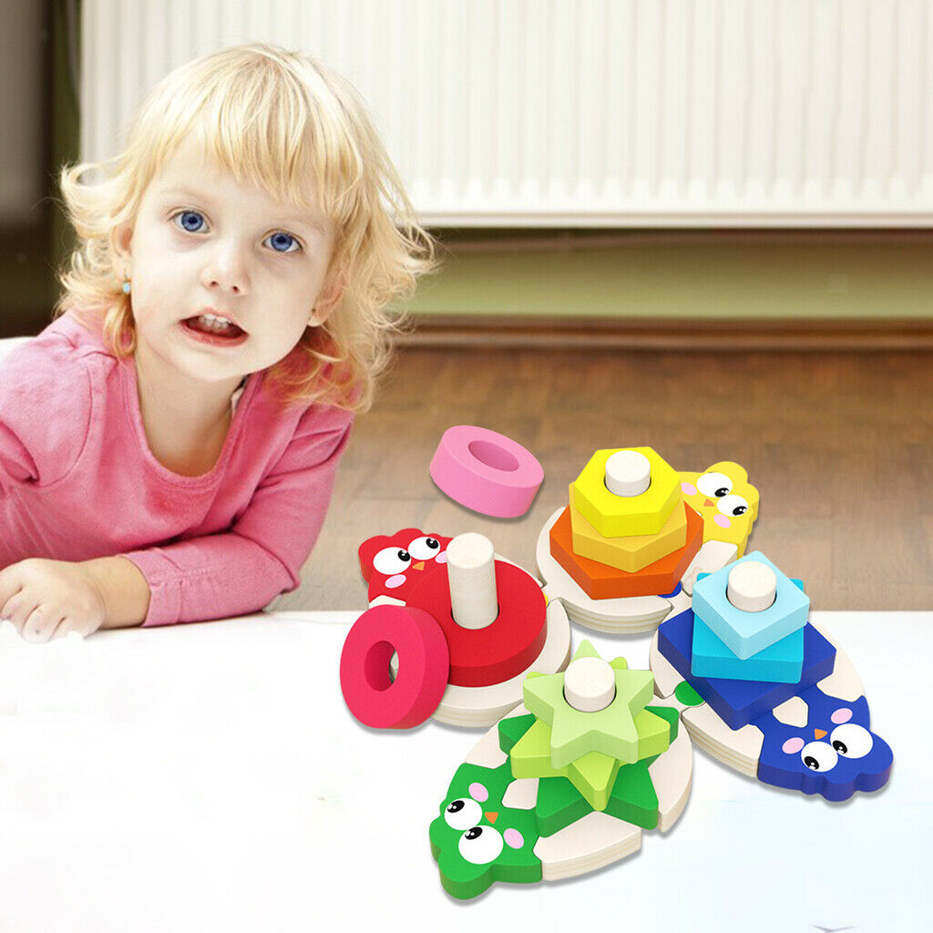 Montessori Wooden Stacking Toys Sensory Educational Developmental Toys