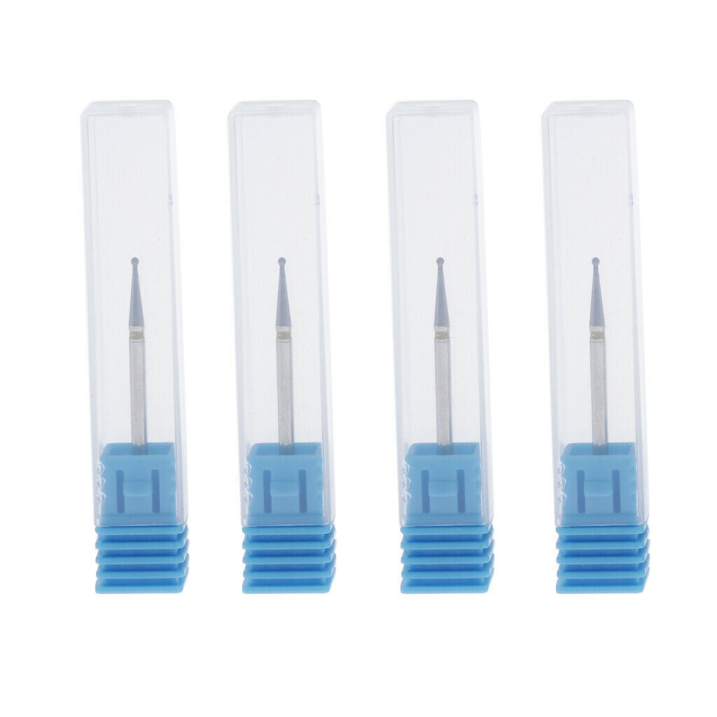 4pcs Carbide Cuticle Clean Drill Bits Smooth Top, 3/32 Shank Nail Bits for