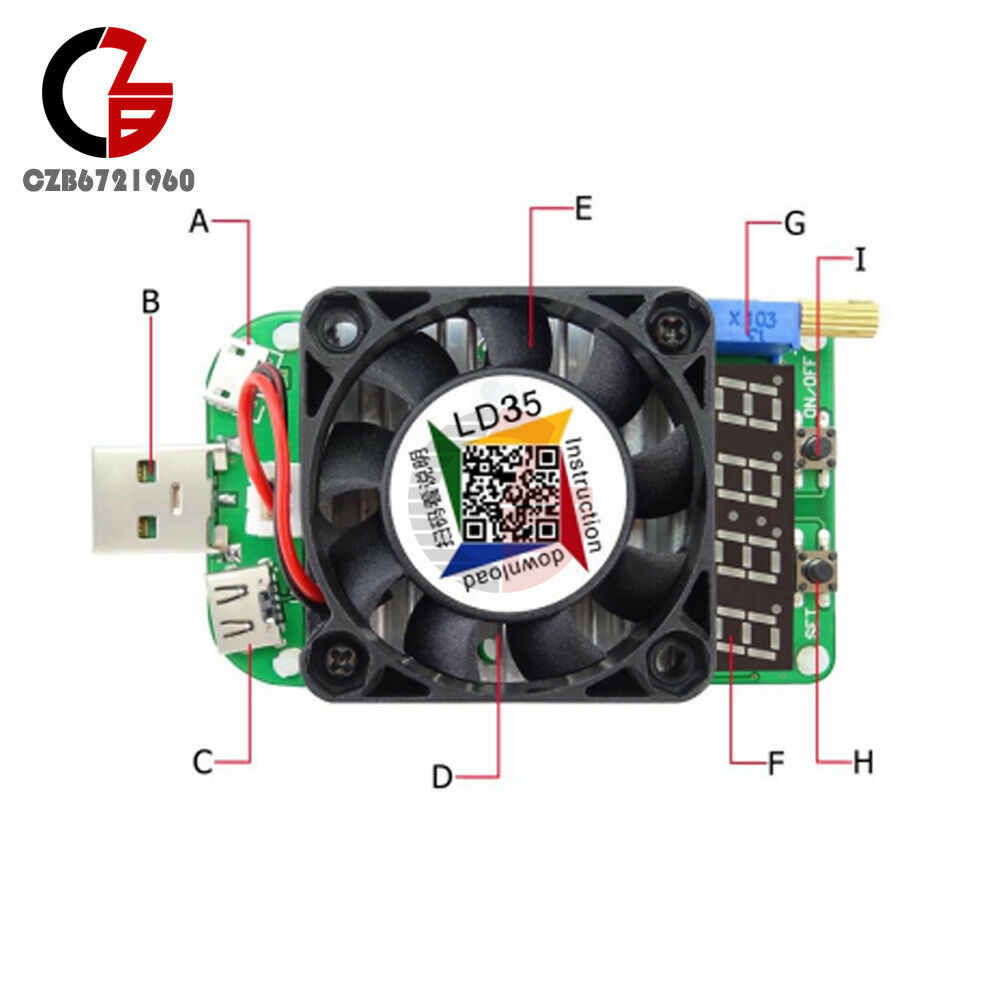 4-Bit 5A 35W LD35 Electronic Load Resistor USB Interface Discharge Battery Test