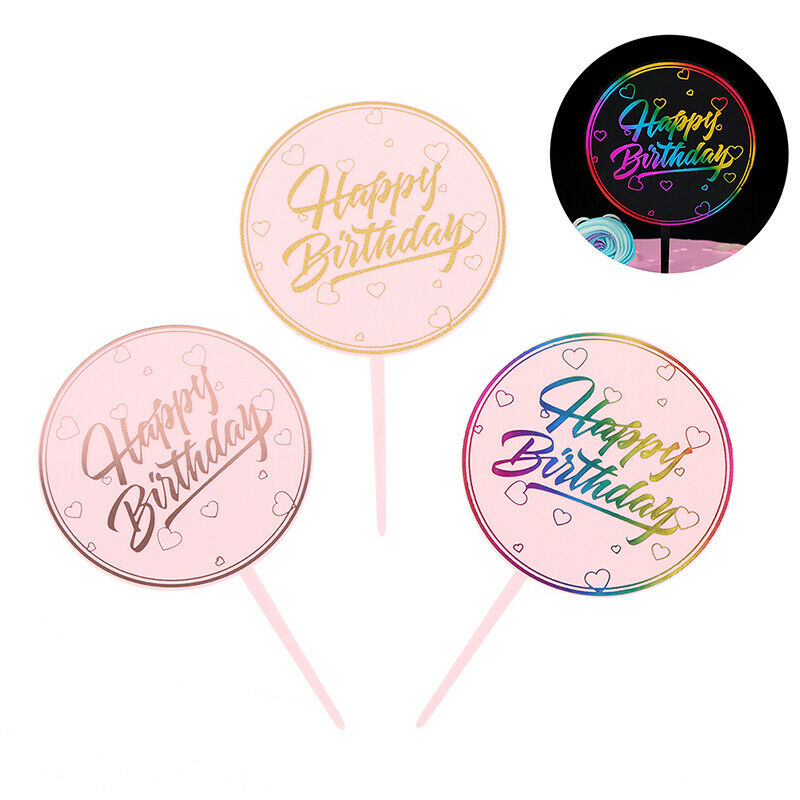 Colorful Printed Happy Birthday Cake Topper Cupcake Toppers for Birthday .l8