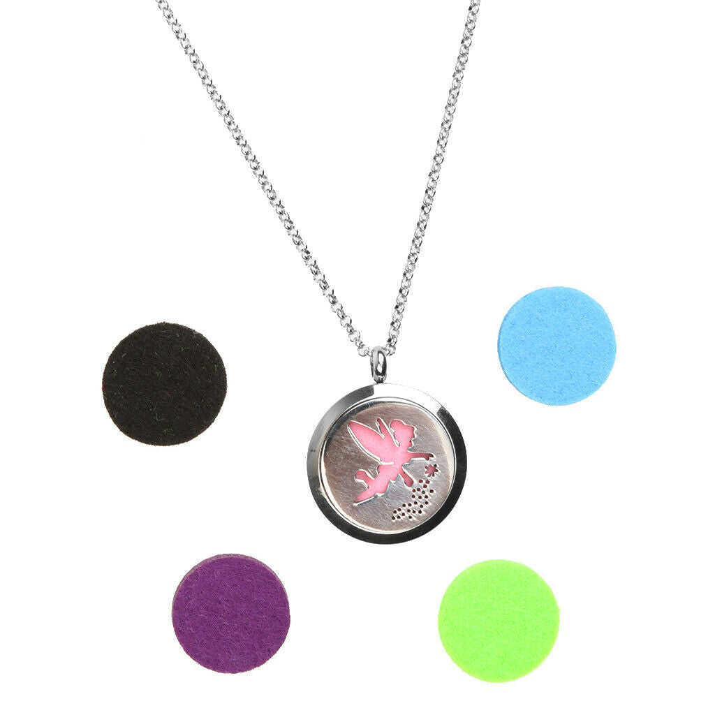 3 Pieces Aromatherapy Essential Oil Diffuser Pendant Necklace Steel Locket