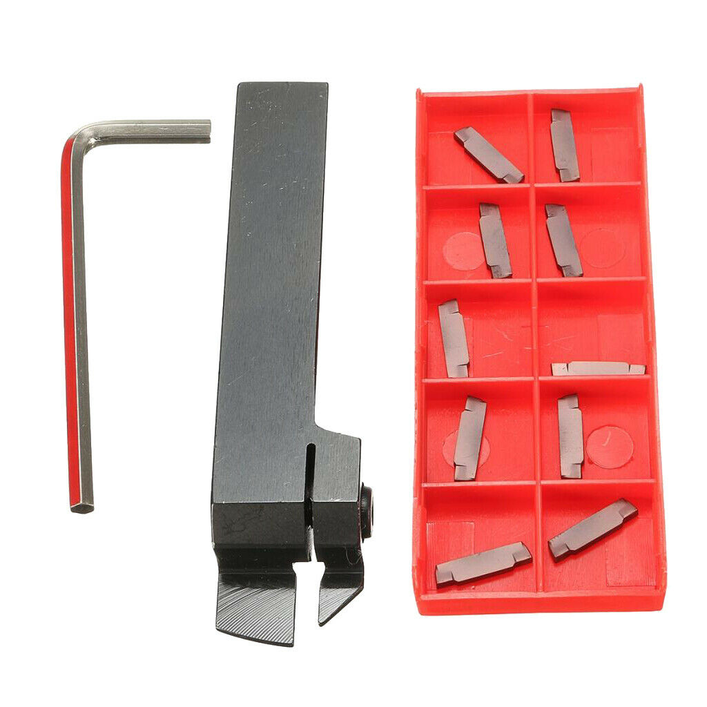 10pcs MGMN200 Carbide Inserts + MGEHR1616-2 Parting Off Holder Lathe Tool