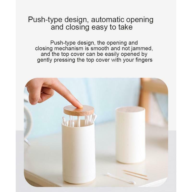 Push-type Toothpick Dispenser Holder White Plastic Press Cotton Swab Holder Box