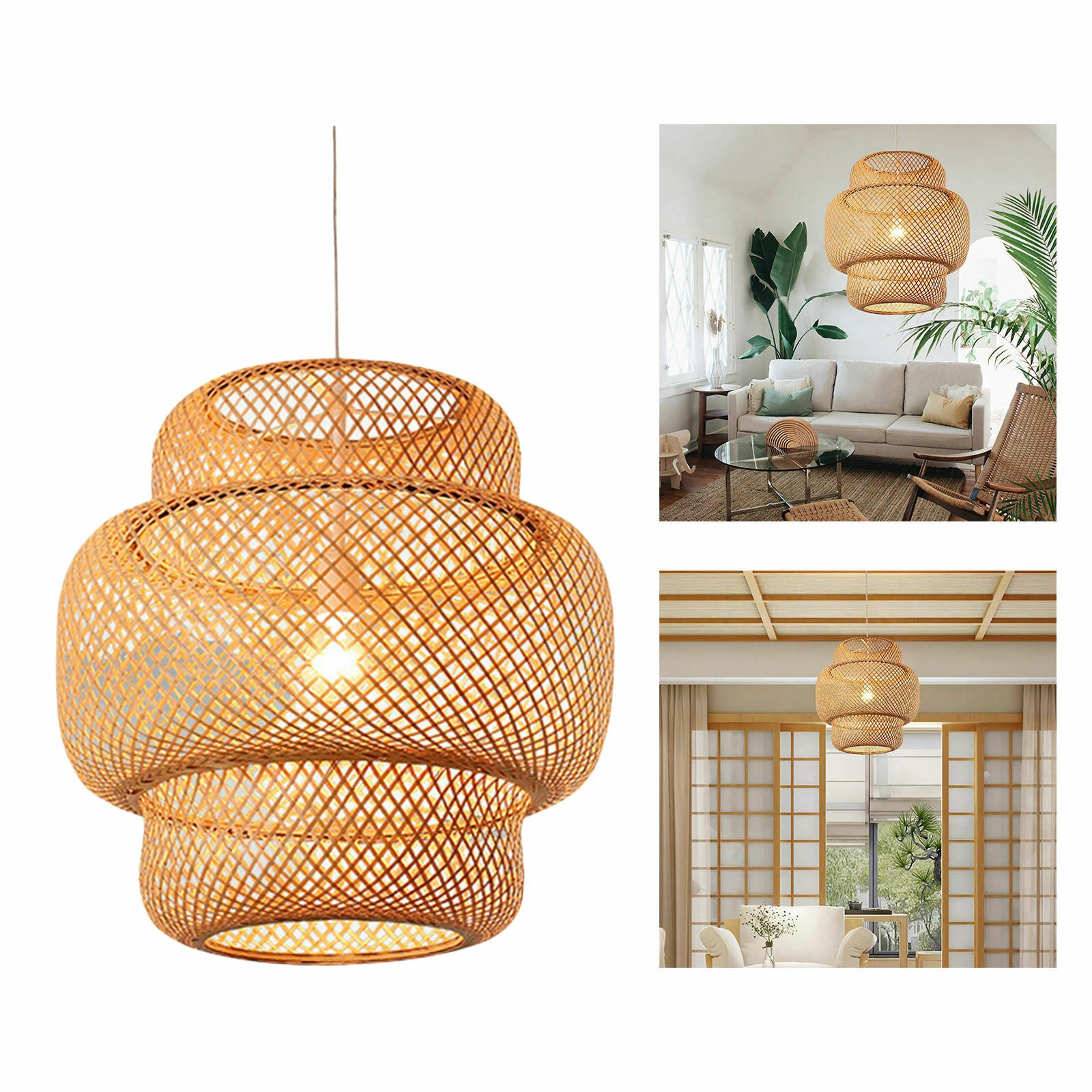 Handmade Pendant Lighting Rattan Light, Weaving Natural Bamboo Ceiling Novelty