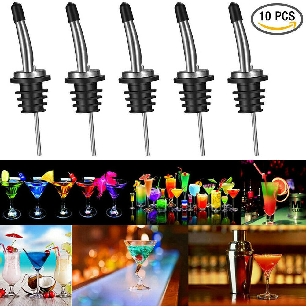 10pcs Stainless Steel Liquor Spirit Pourer Flow Wine Bottle Pour Spout Stopper