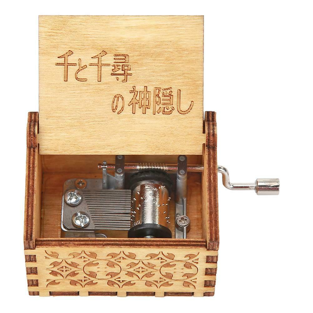 Retro Hand Cranked Wood Music Box Party Xmas Gift Household Decor Ornament @