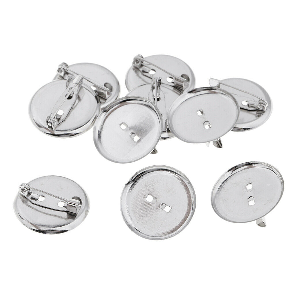 23MM Metal Brooch Base Pins Pin Back Button Parts Pin Disk Base Pad 10 Pcs