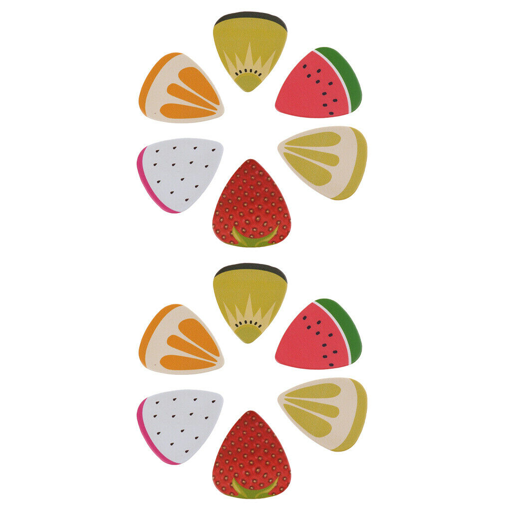 12Pcs Celluloid Fruit Guitar Plectrum Picks for Ukulele Uke Guitar Accs