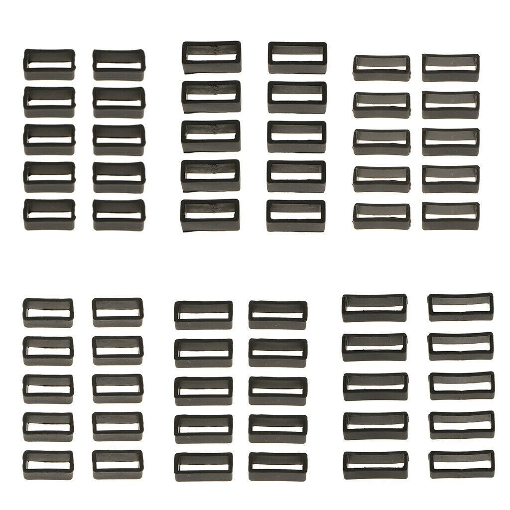 10Pcs Black Rubber Replacement Keeper Loops  Strap End Holder 18mm