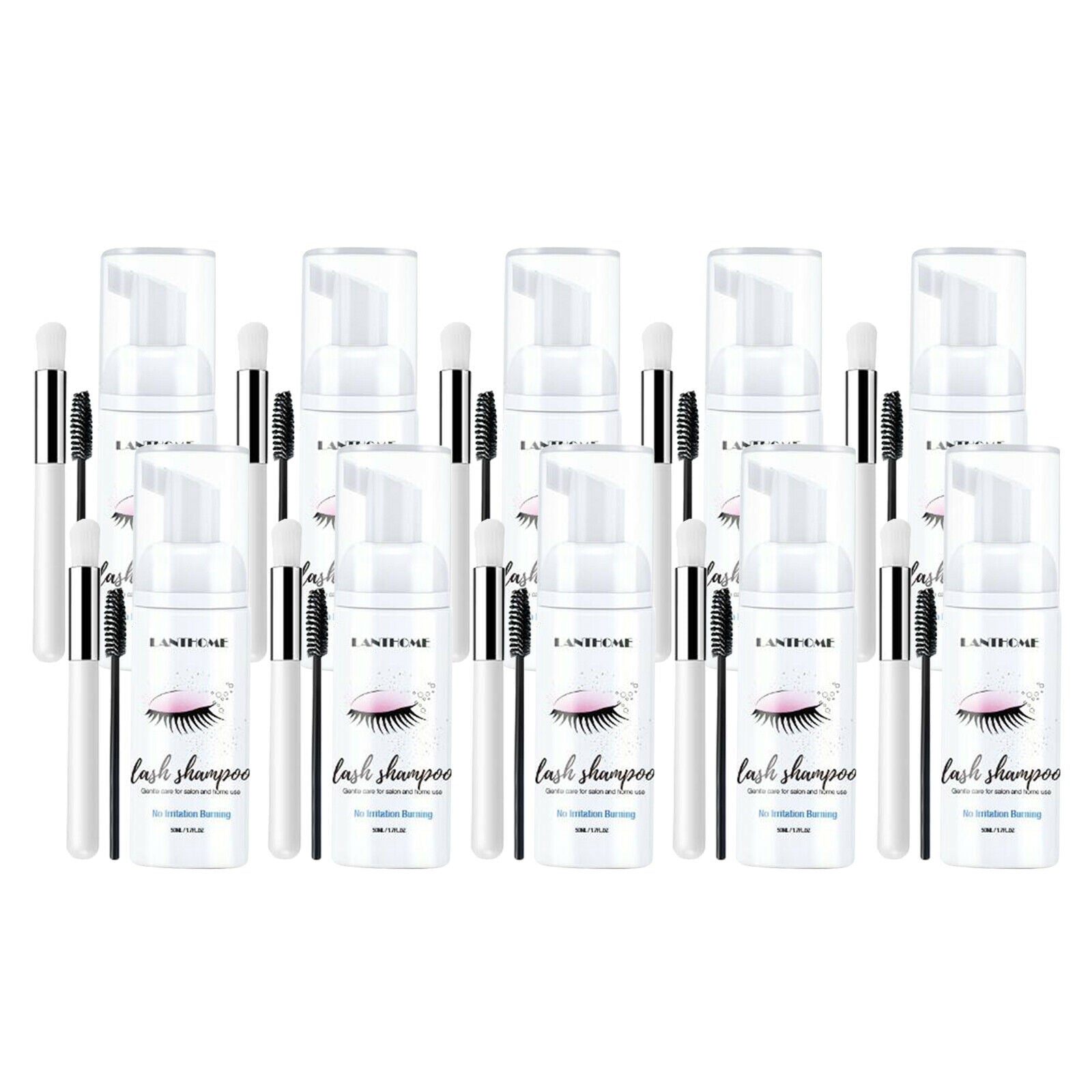 10pcs Eyelash Extension Shampoo 50ml Foam Cleanser Gentle Formula for