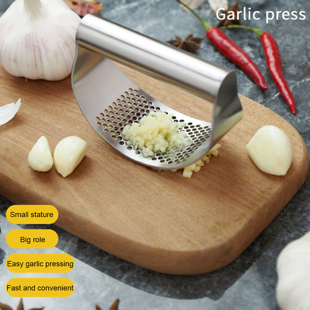 Stainless Steel Kitchen Garlic Press Crusher Squeezer Manual Chopper Tool NEW~