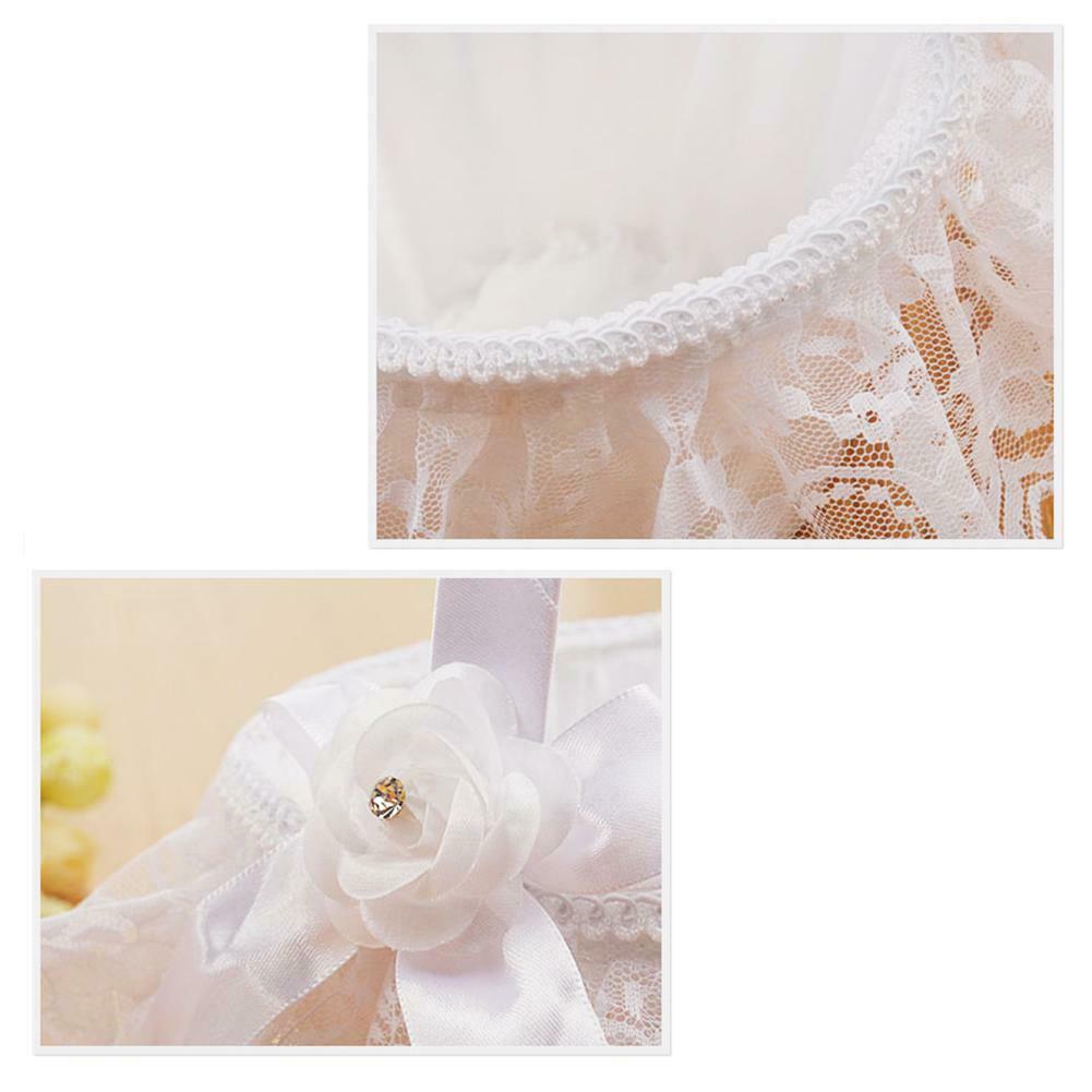 Lace Bowknot Wedding Basket Wedding Decor Storage Flower Container Supplies @
