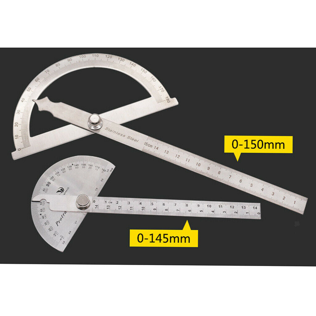 2 X 180 Degree Protractor Ruler Angle Finder 145 & 150mm Durable Hand Tools