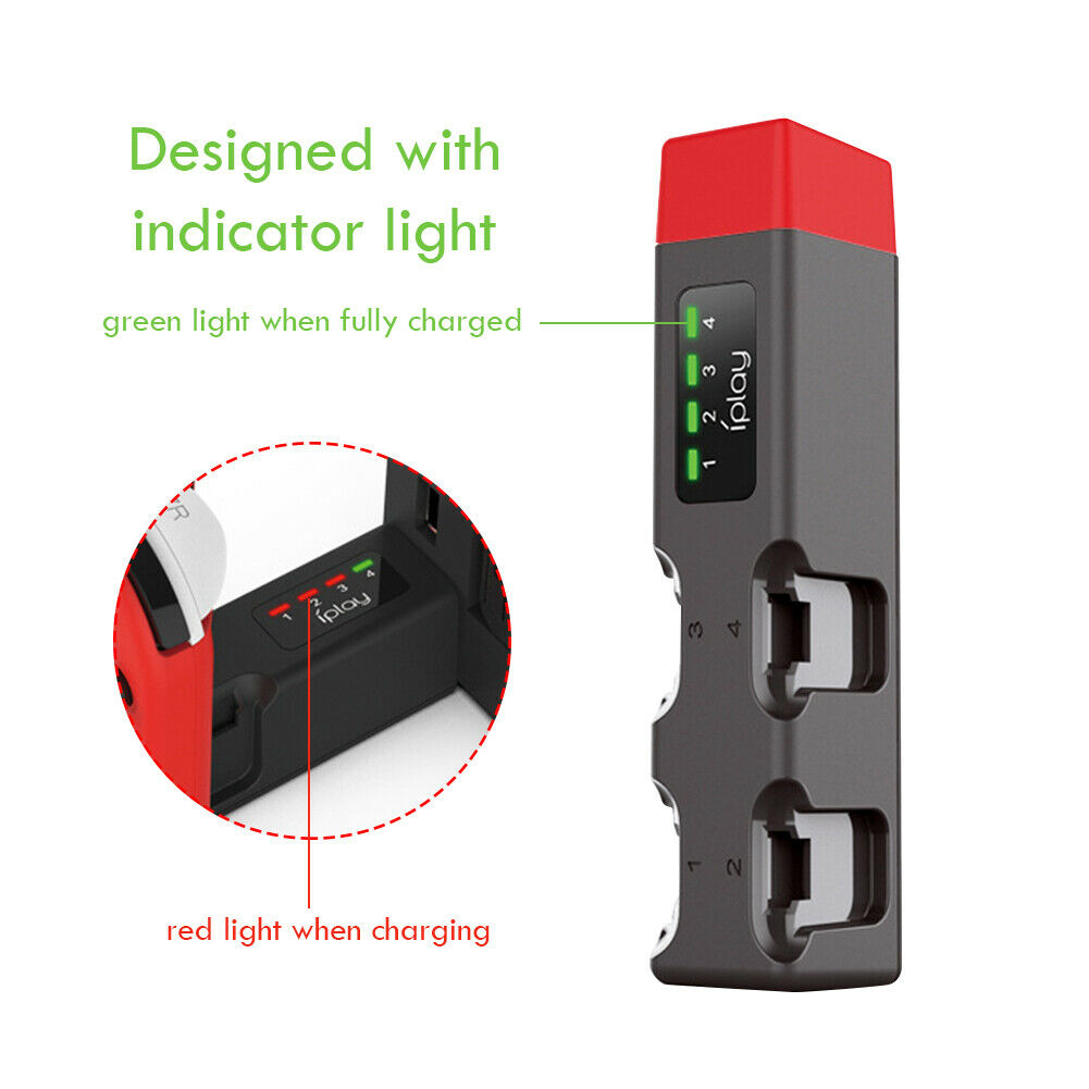 4 Port Joy-Con Controller Charging Dock for Nintend Switch with Indicator @