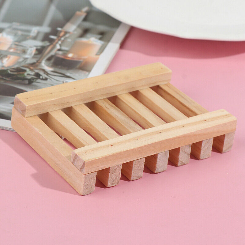 Wooden Natural Soap Dishes Tray Holder Storage Soap Rack Pla.l8