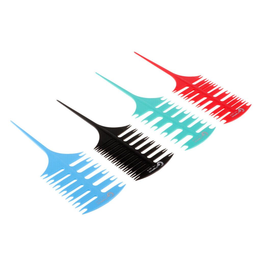 4Pcs 3 Sided Tapered Highlights Weaving Foiling Comb For Microbraiding