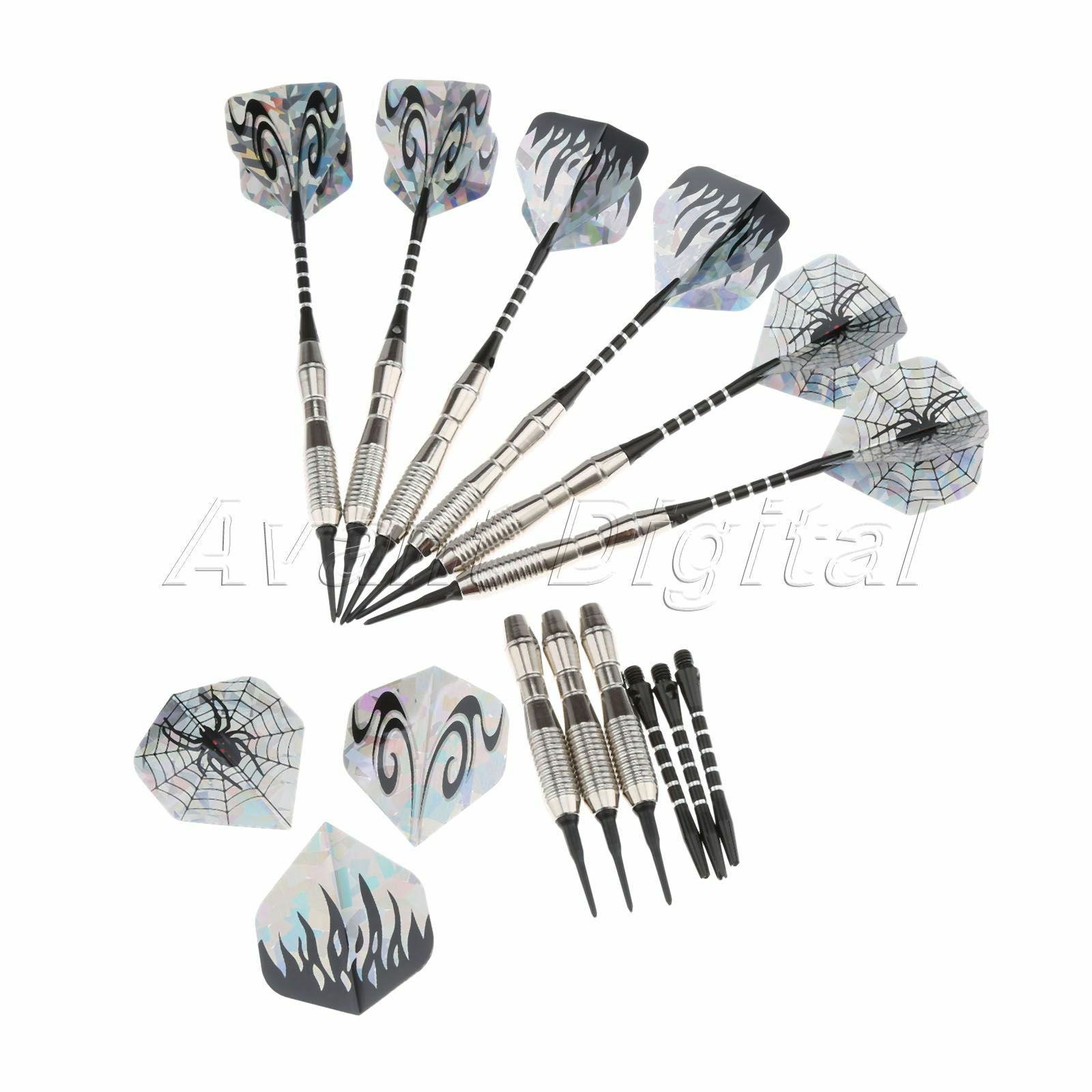 9 Pcs Professional 18g Soft Tip Dart With Steel Barrel Aluminium Dart Shaft