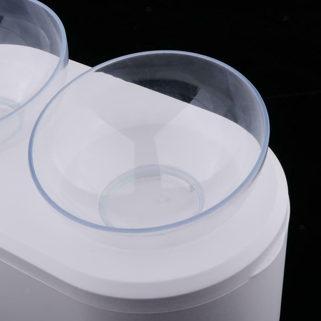 Elevated Raised Pet Cat Double Bowl Food Water Stand Food Can Snack Storage