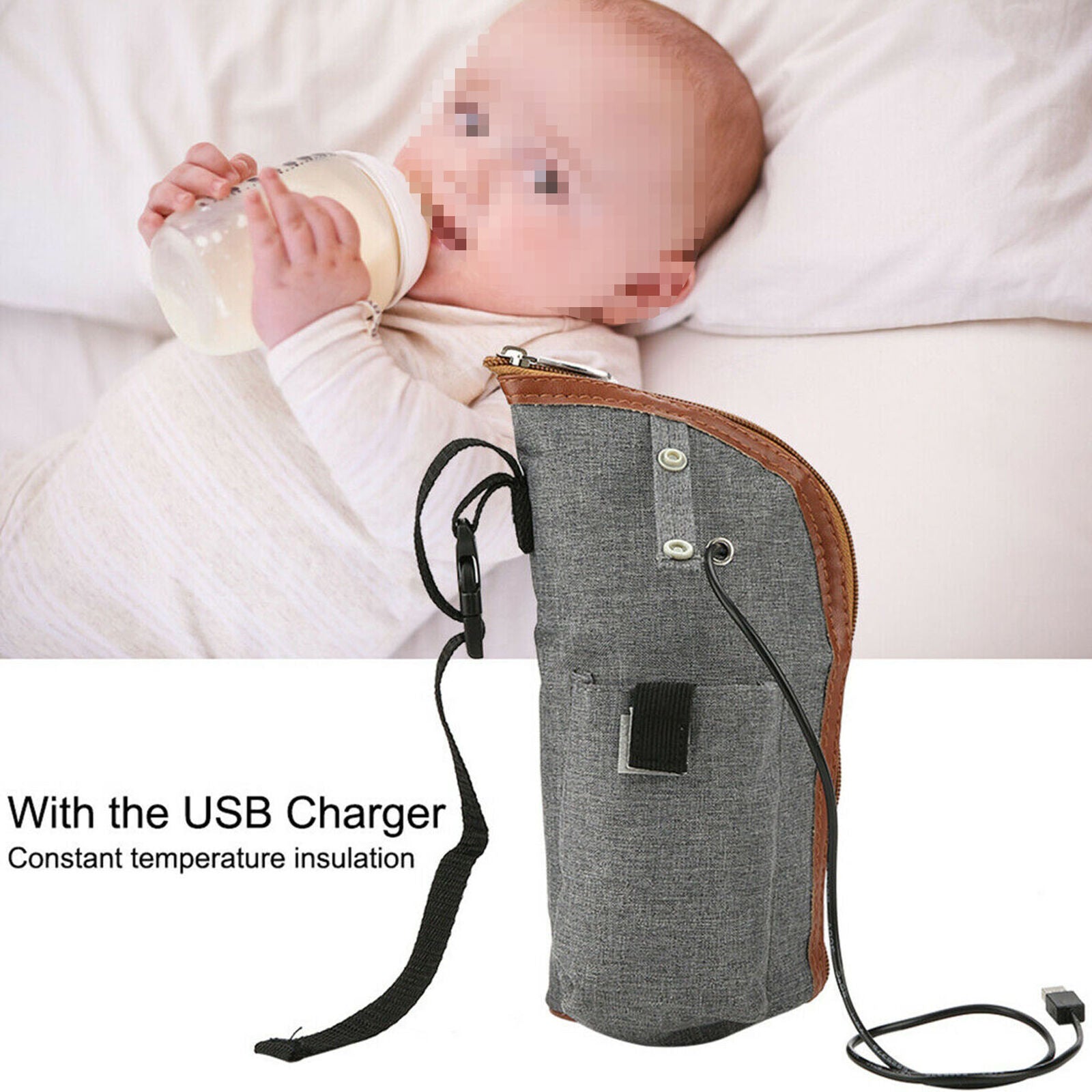 Baby Milk Bottle Heater Portable USB Heating Intelligence Travel Milk Warmer Bag