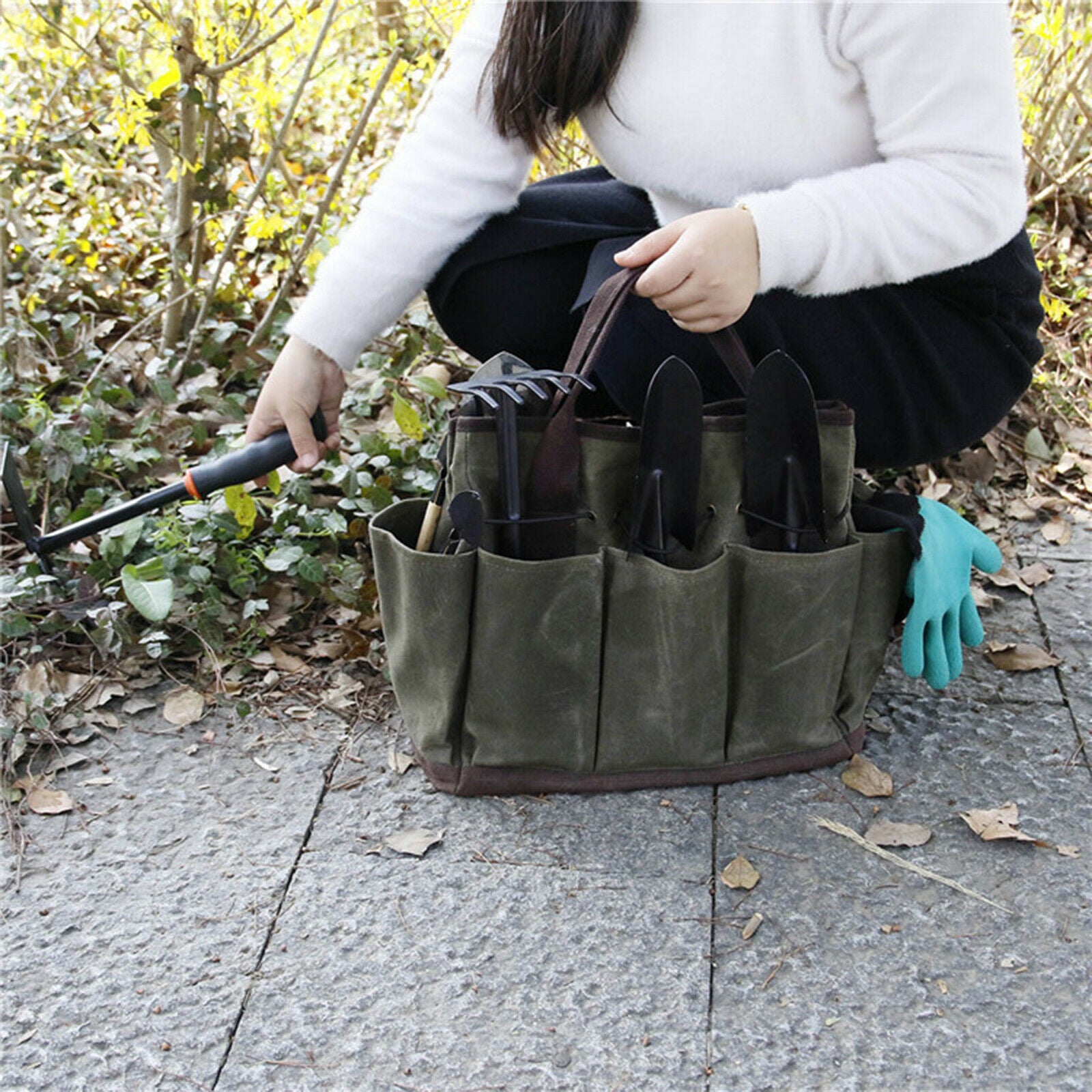 Garden Tool Bag with Pockets Garden Tote Organizer Bag for Outdoor Lawn Yard