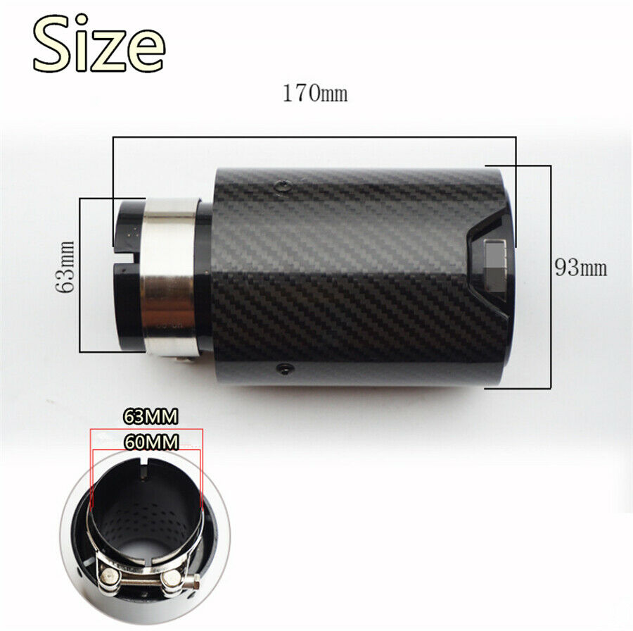 Universal Carbon Fiber Exhaust Pipe Tips 2.5'' In 3.5'' Out Real Carbon Fiber