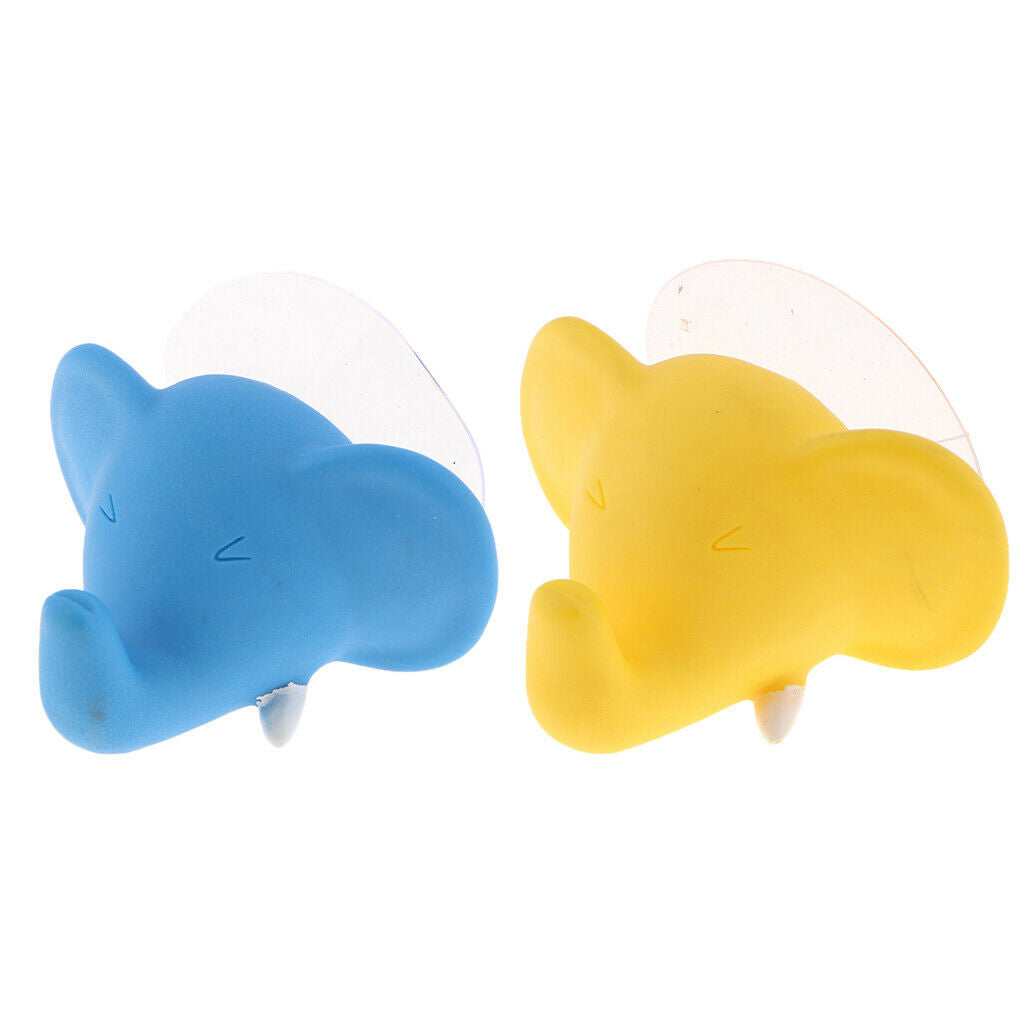 2pcs Creative Elephant Head Cartoon Bathroom Wall Sucker Hooks Nail Hook For