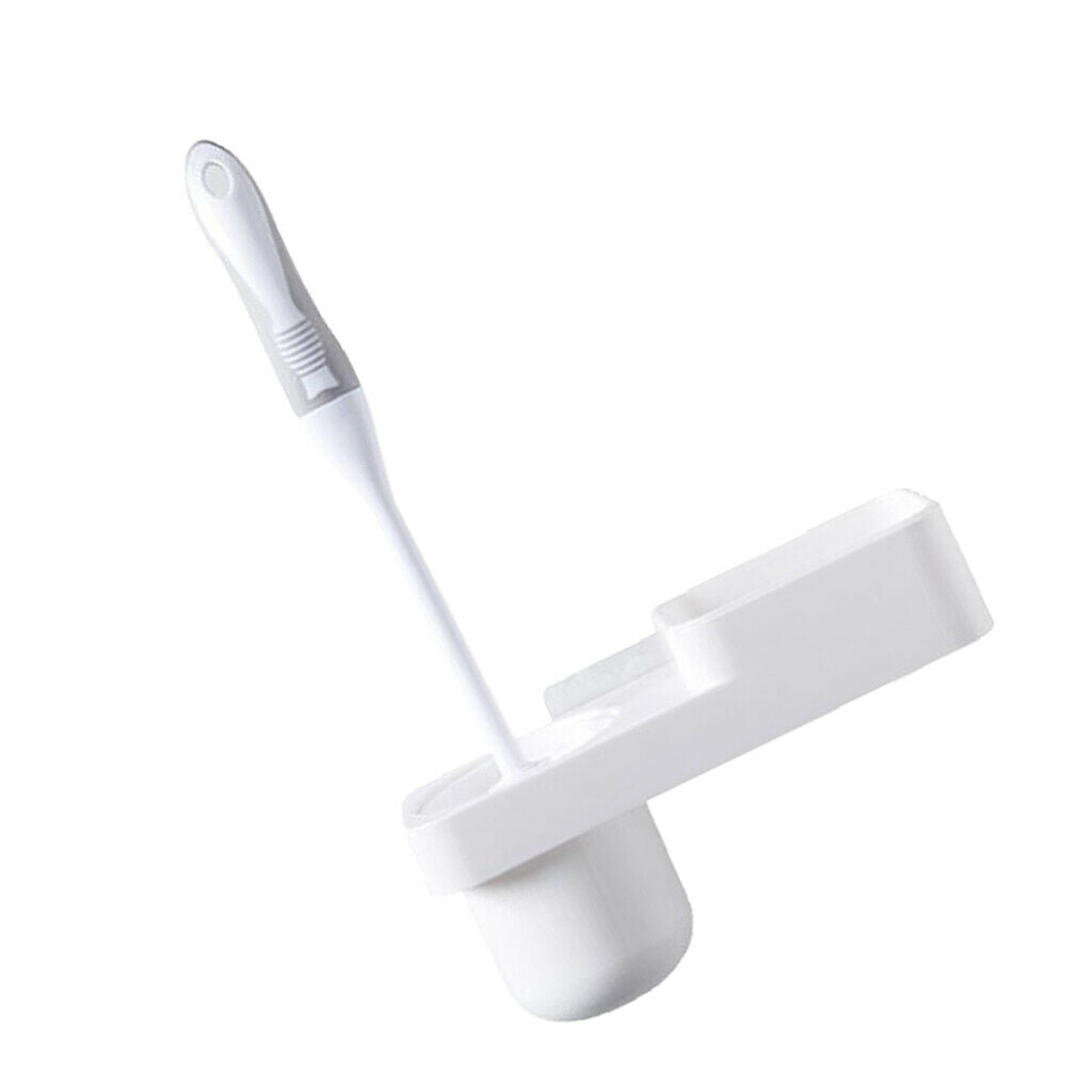 Wall Mounted Toilet WC Washroom Brush Set with Holder Cleaning Tool White