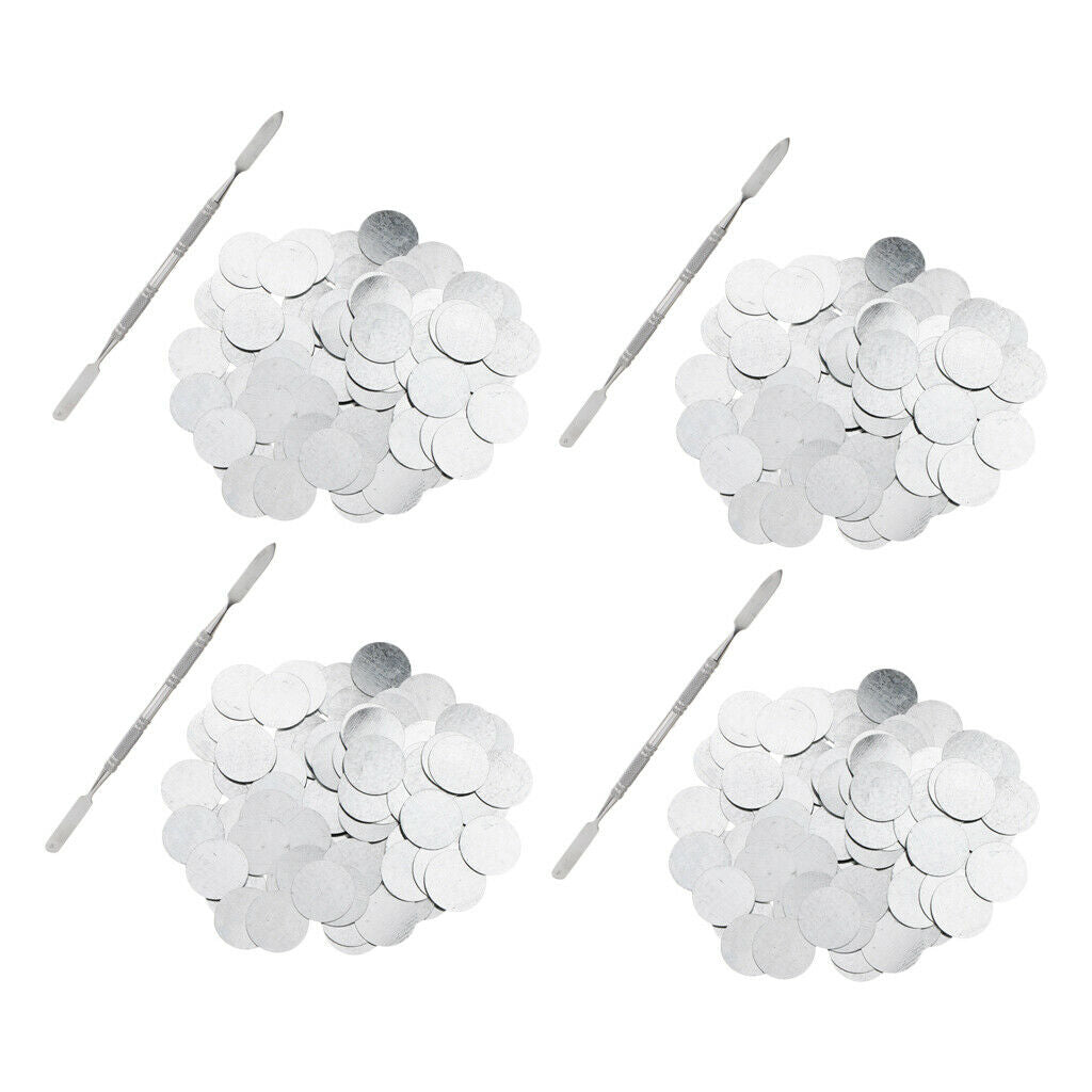 400x Empty Makeup Pans Stickers 4x Depotting Spatula for Eyeshadow Blush