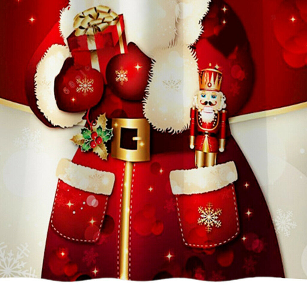 Christmas Bath Shower Curtain Hooks Included for Bathroom Xmas 180x180cm D