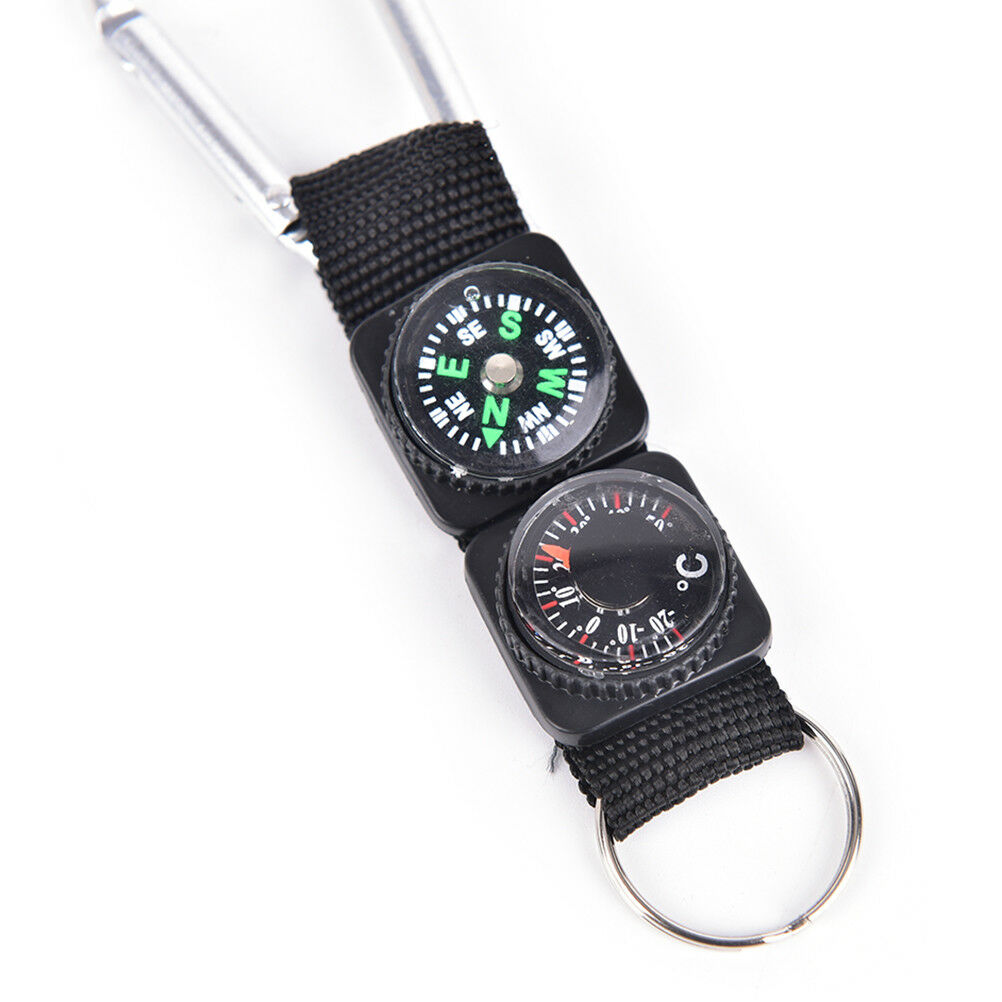 3 in 1 Multifunction Camping Hiking Carabiner w/ Keychain Compass Thermometer.DD