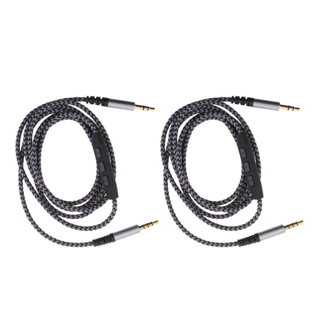 Set of 2 Universal 3.5mm Stereo Jack Audio Speaker Cable w/ Control Volume Line