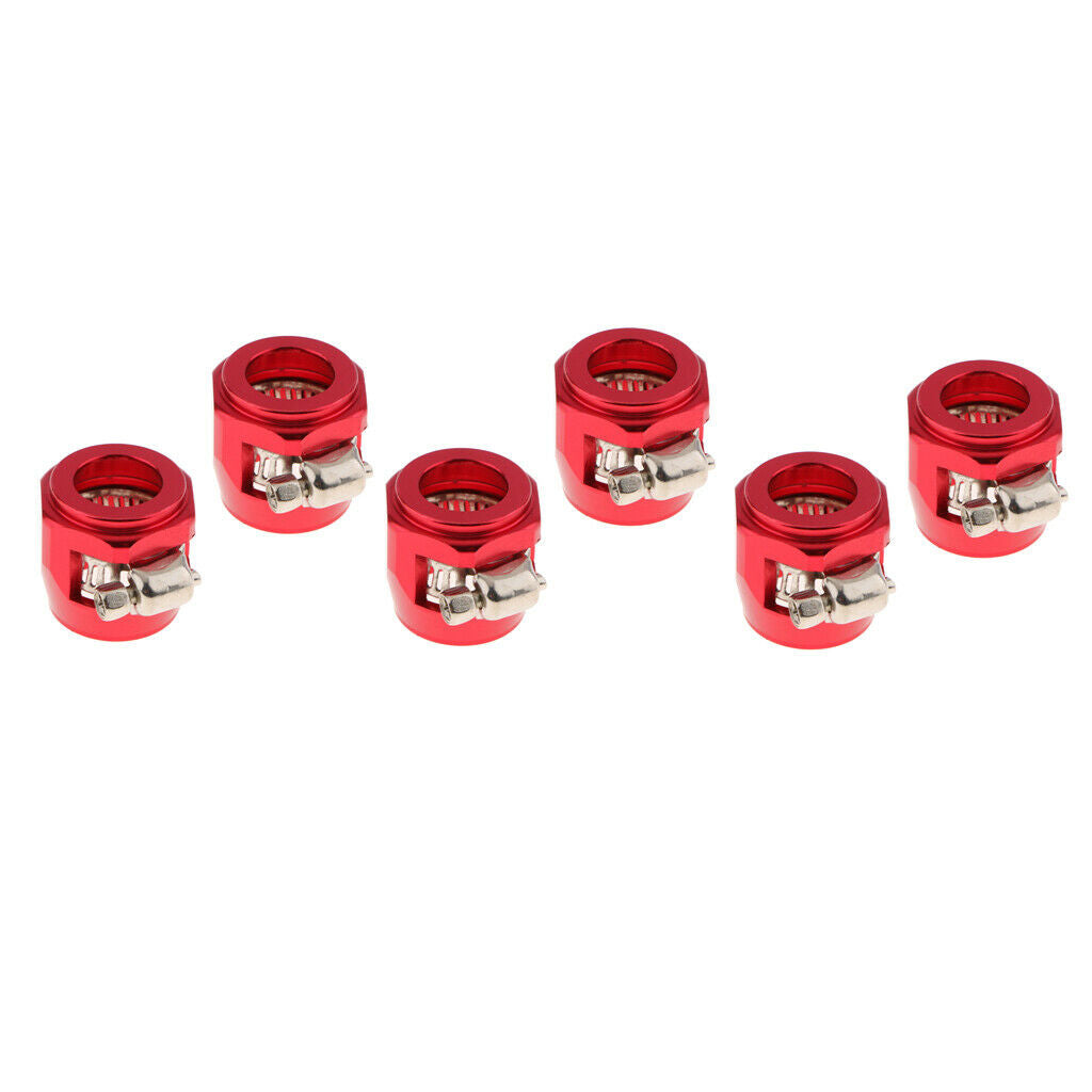 6 Set Aluminum Car AN10 Hose End Finisher Fuel Oil Water Line Clip Clamp Red