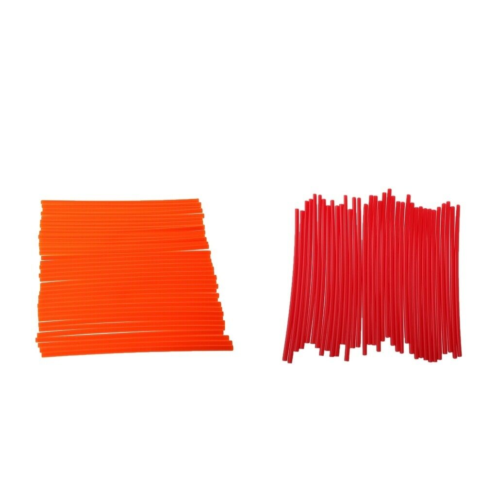 72 Pieces Universal Motorcycle Wheel Rim Spoke Wraps Skins Cover Red+Orange