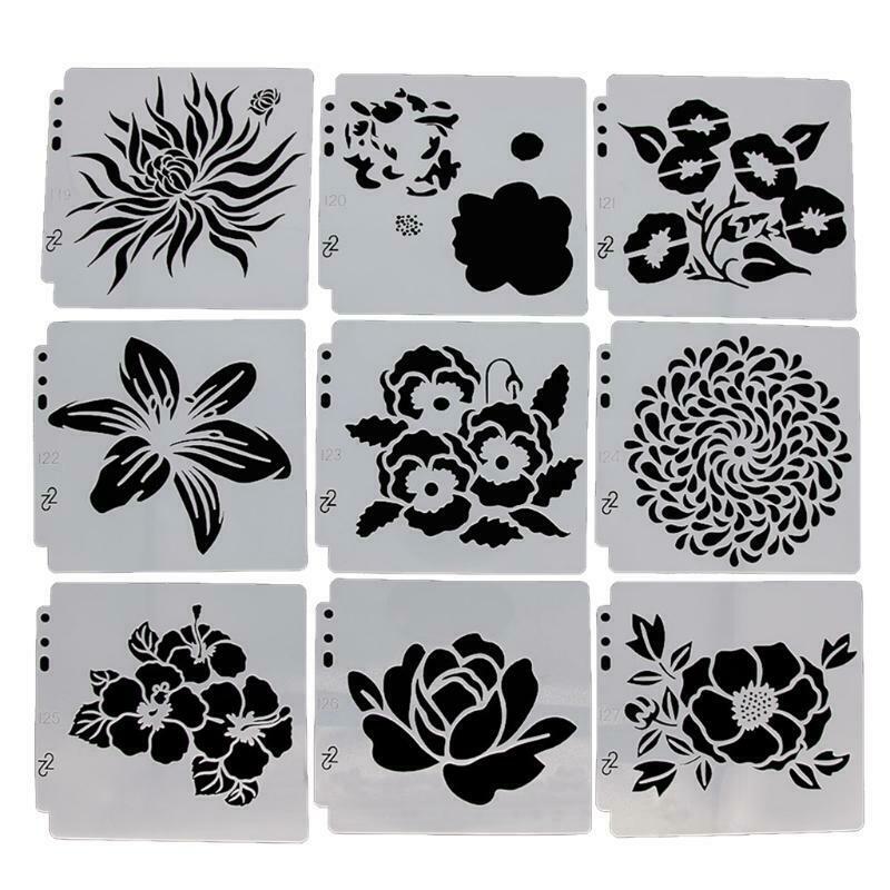 9pcs/set Flower DIY Layering Painting Stencils Templates Scrapbooking Embossing