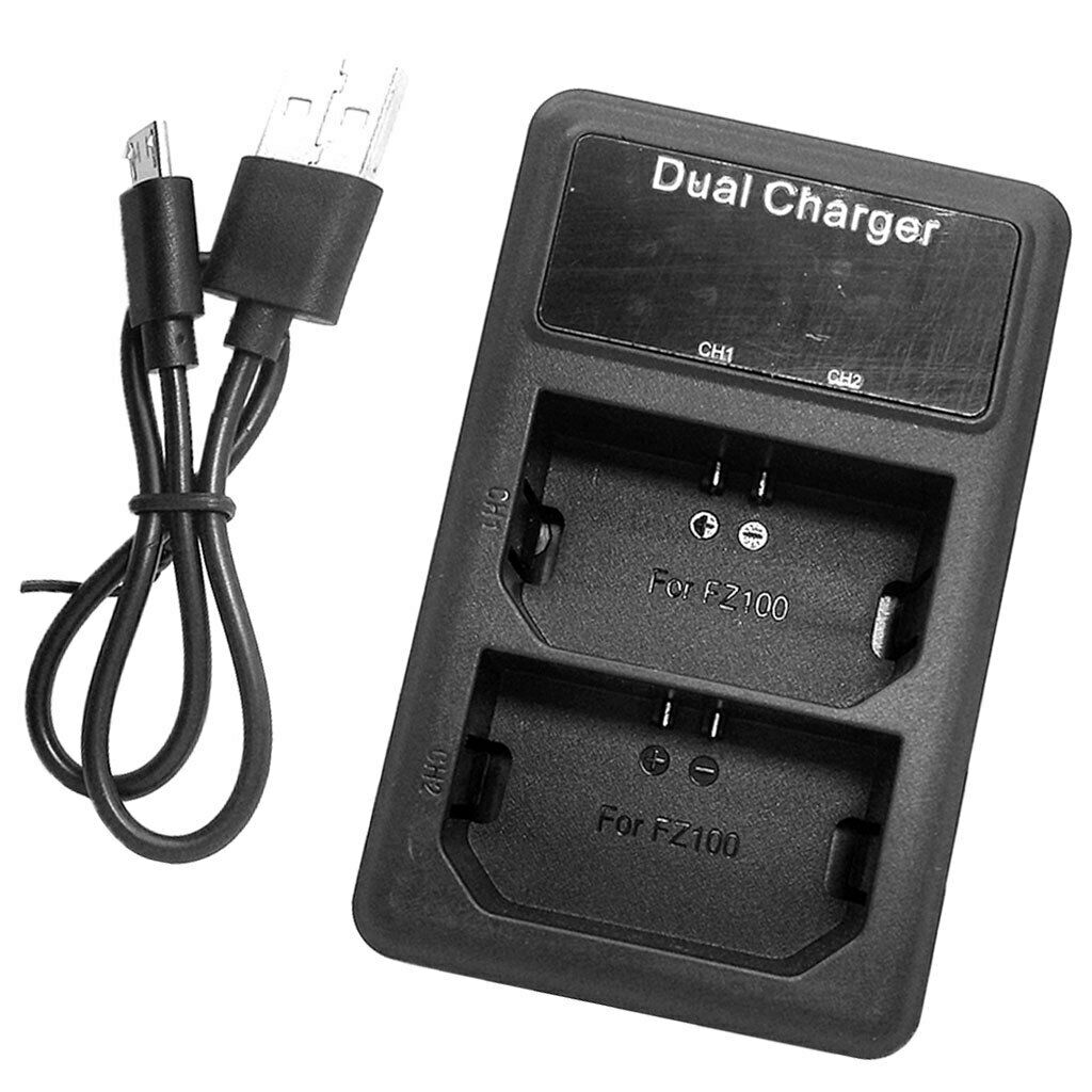 Dual Slots LCD Display Battery Charger with USB Port for Sony NP-FZ100