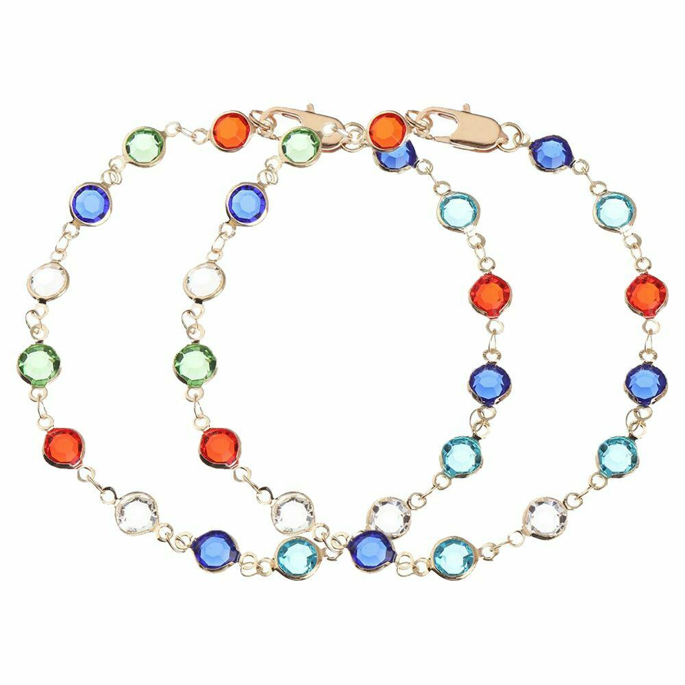 Gifts Jewelry Pendants Ethnic Style Crystal Anklet Rainbow Color Foot Chain
