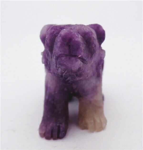 50x33x21mm Natural Purple Amethyst Carved Bear Decoration Statue Decor HH7745