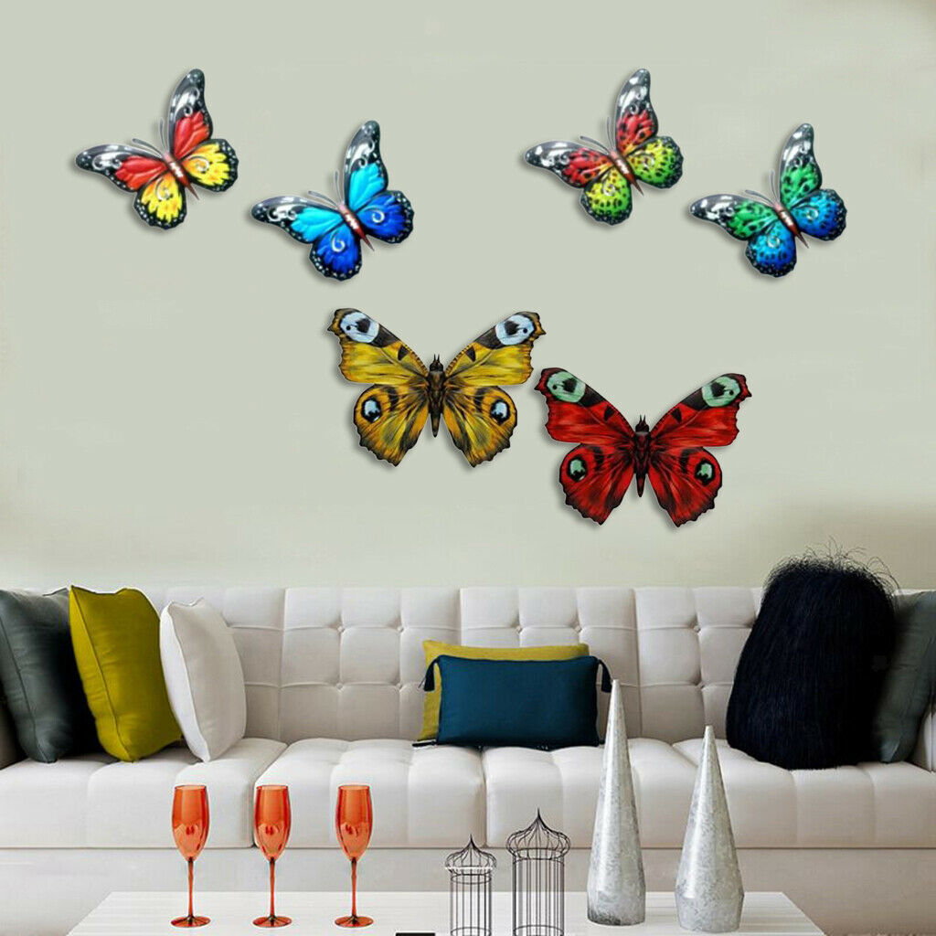 6Pcs Vibrant Metal Butterfly Wall Decoration for Indoor Outdoor Garden Yard