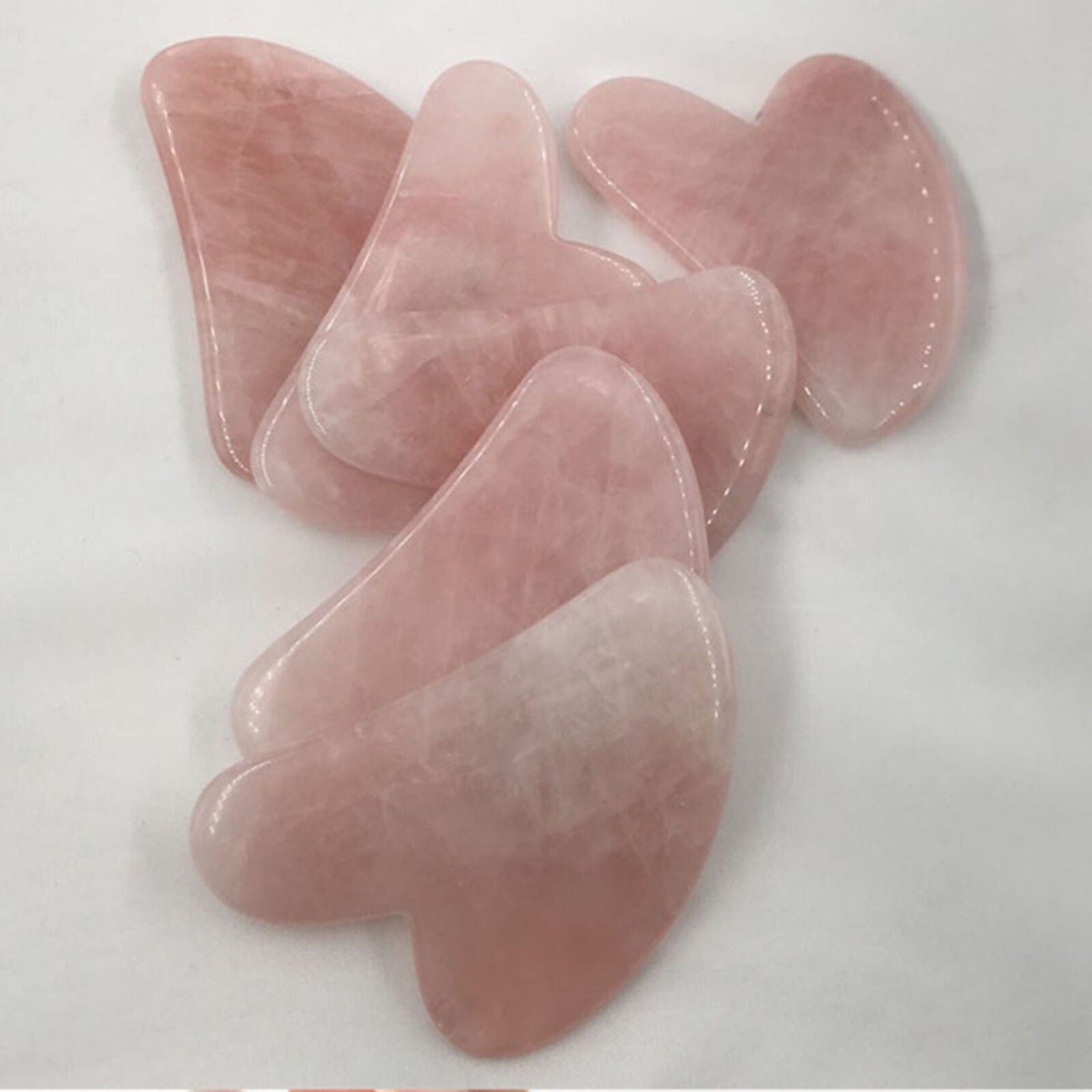 Natural Gua Sha Jade Rose Quartz Stone Face Board Tool Pink Heart Shaped Massage