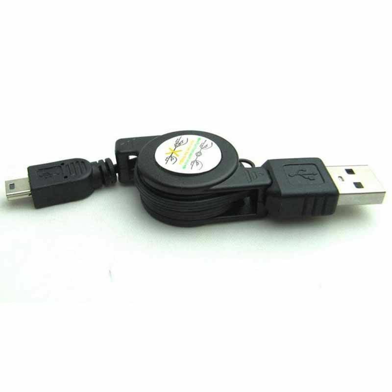 50pcs Hot Black Retractable USB Male to Mini USB B 5Pin Charging Sync Data Cable