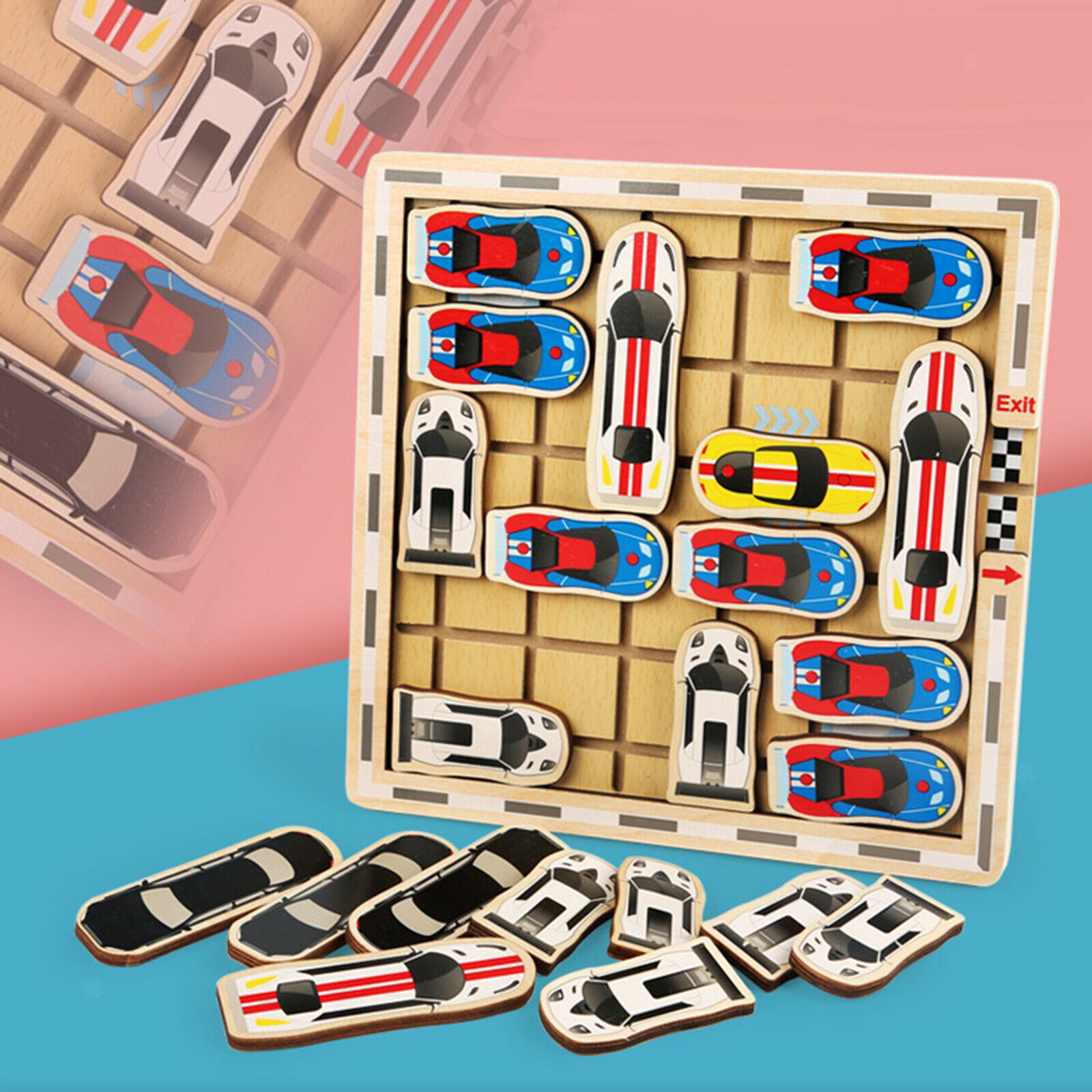 Sliding Car Handmade Klotski Toys for Adults Children Educational Game