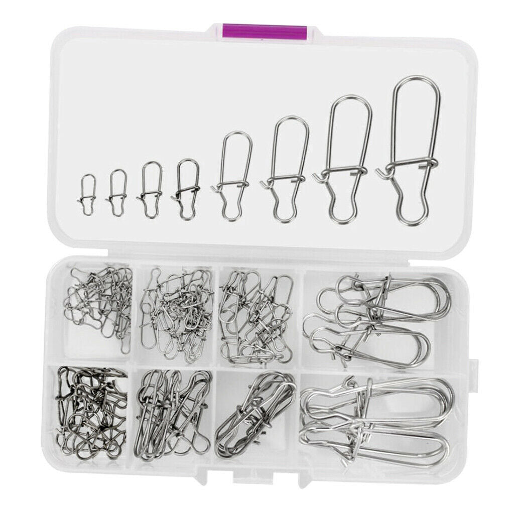 100pcs Strong Nice Swivels Lock Snaps for Fishing Freshwater Saltwater Rings